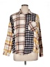 No Comment Color Block Tan Yellow Long Sleeve Blouse Size XL - photo 1