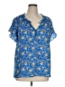 Max Studio 100% Polyester Blue Short Sleeve Blouse Size 1X - photo 1