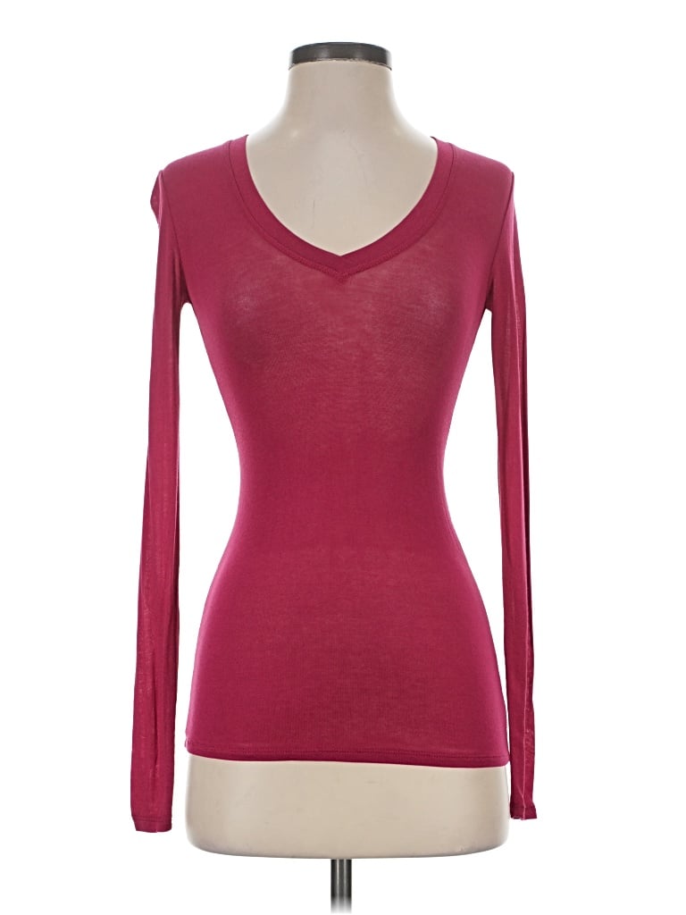 Pre-owned Bcbgmaxazria Long Sleeve T-shirt In Burgundy