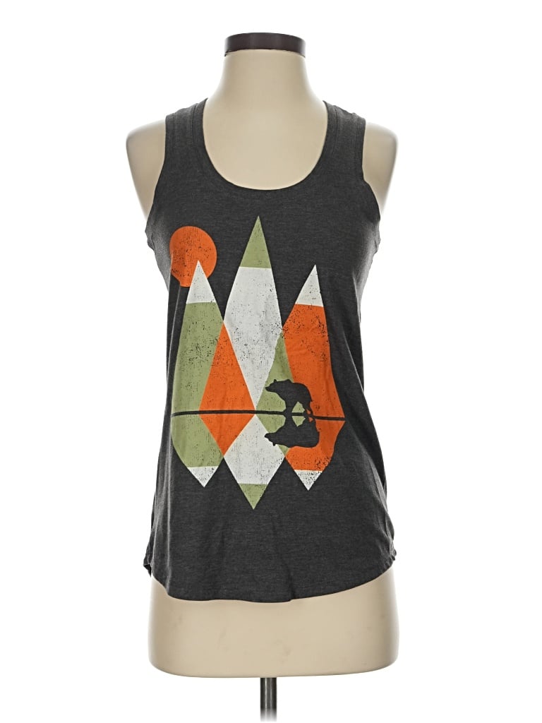 Pre-owned District Tank Top Gray Halter Neckline Tops