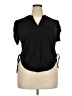No Boundaries 100% Recycled Polyester Black Short Sleeve Blouse Size 21 - photo 1