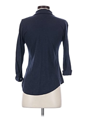 Velvet 3/4 Sleeve Button-Down Shirt (view 2)