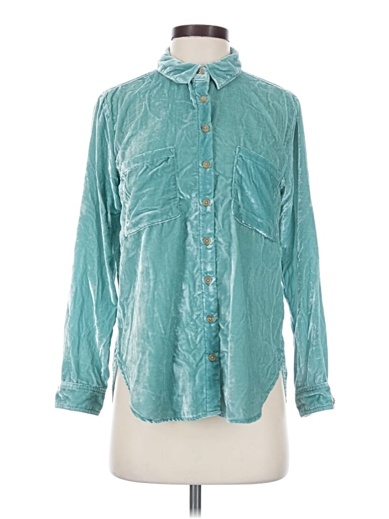 Pre-owned Pilcro Long Sleeve Button Down Shirt In Teal