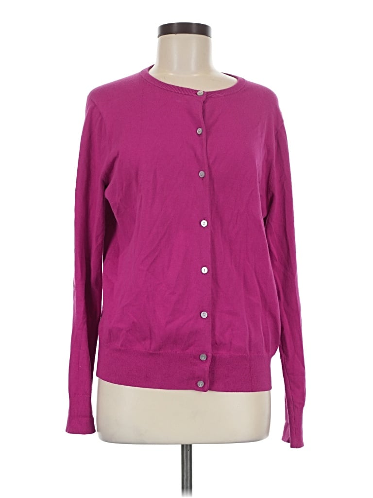 Pre-owned Lands' End Cardigan Sweater In Purple