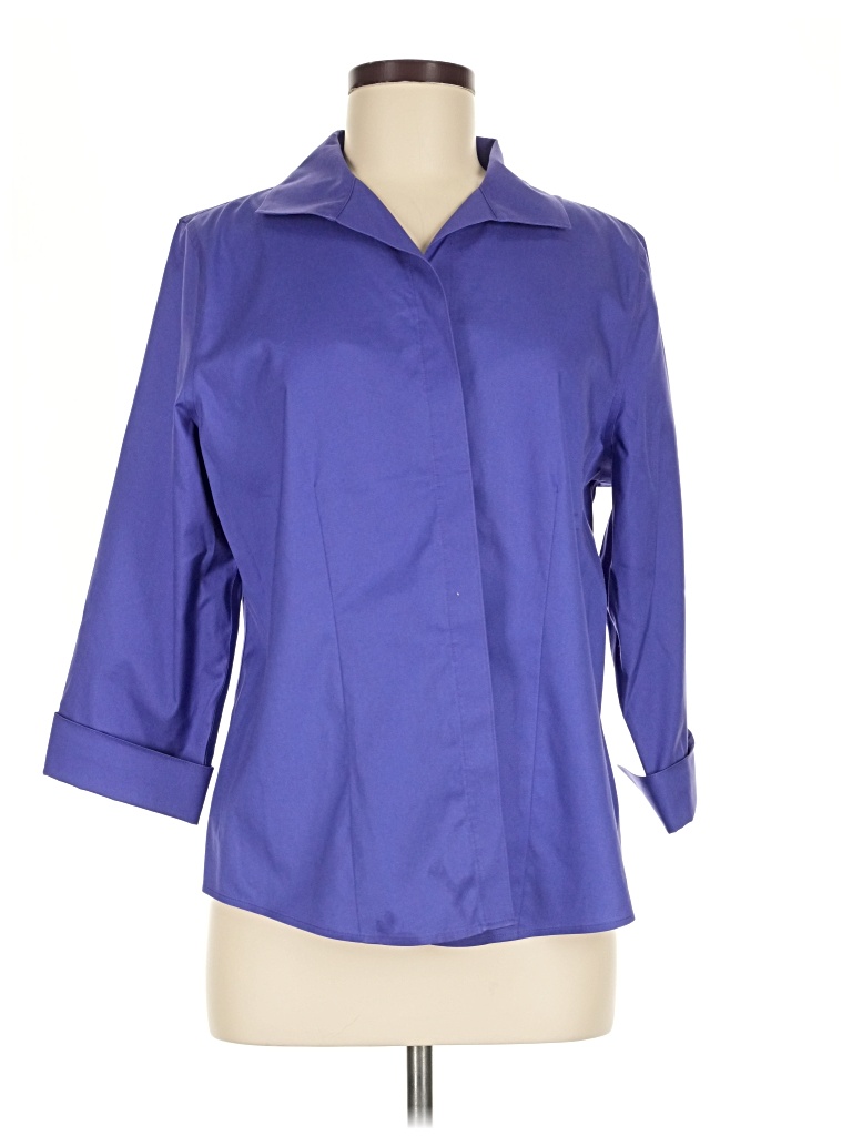 Pre-owned Chico's 3/4 Sleeve Button Down Shirt In Purple