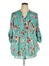 Torrid 100% Polyester Floral Teal 3/4 Sleeve Blouse Size 2X Plus (2) - photo 1