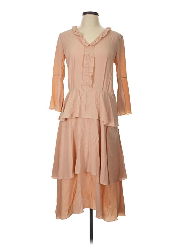 Pre-owned Iris & Ink Casual Dress In Tan