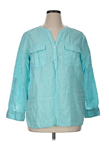 Talbots 3/4 Sleeve Button-Down Shirt (view 1)
