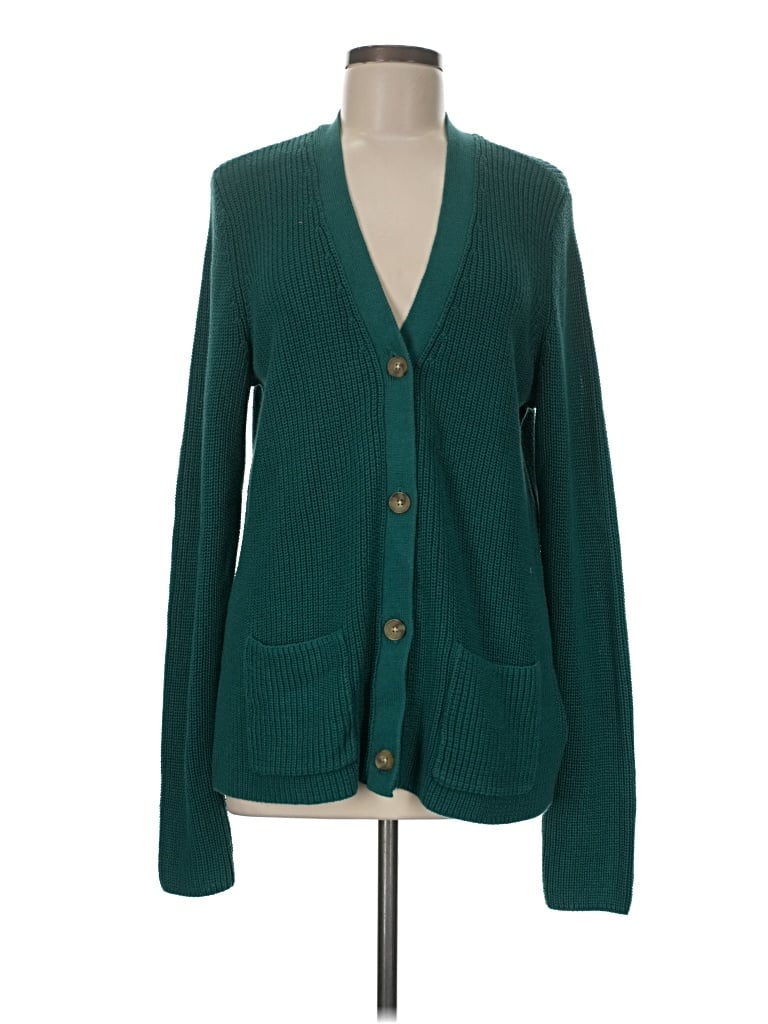 Pre-owned Lands' End Cardigan Sweater In Green
