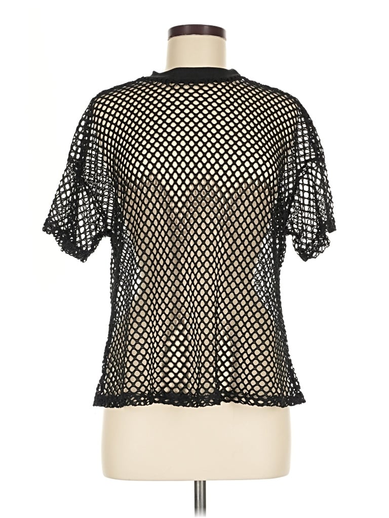 Pre-owned Just Polly Short Sleeve Blouse In Black