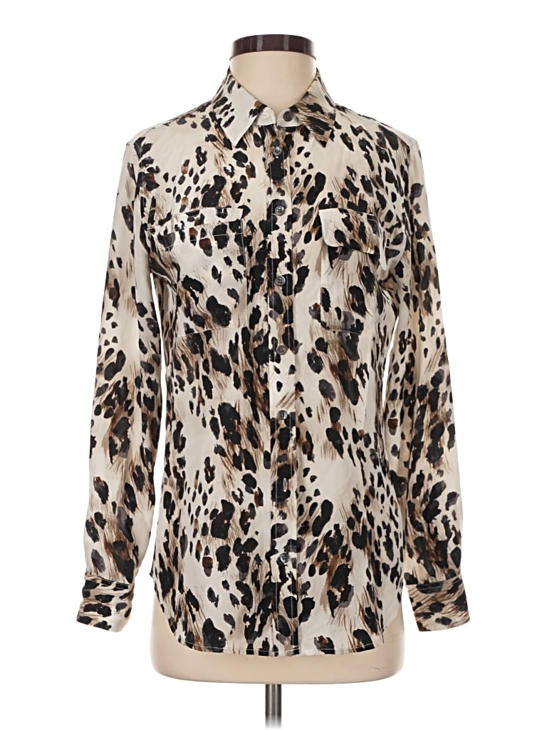 Pre-owned Equipment Long Sleeve Blouse In Ivory