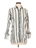 Drew 100% Cotton Stripes Silver Long Sleeve Button-Down Shirt Size XS - photo 1