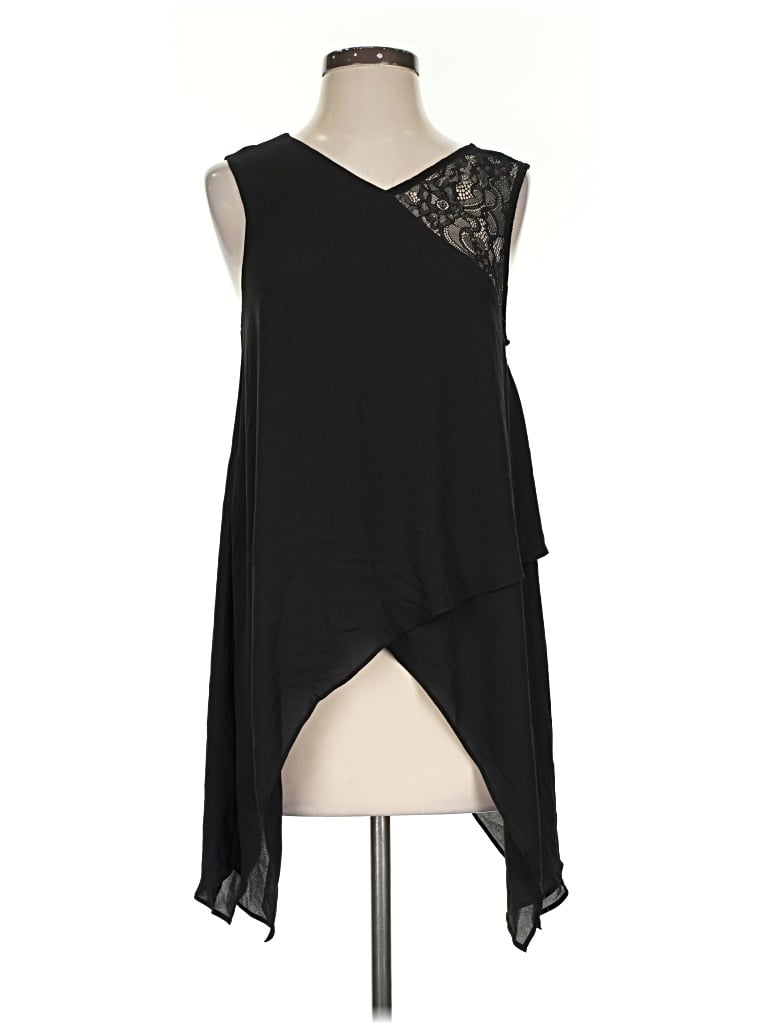 Pre-owned Bcbgmaxazria Sleeveless Top Black One Shoulder Neckline Tops