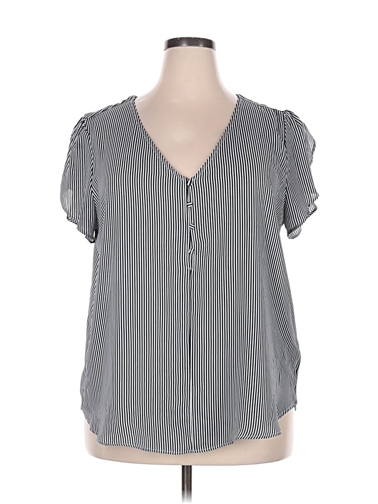 Pre-owned Premise Short Sleeve Blouse In Gray