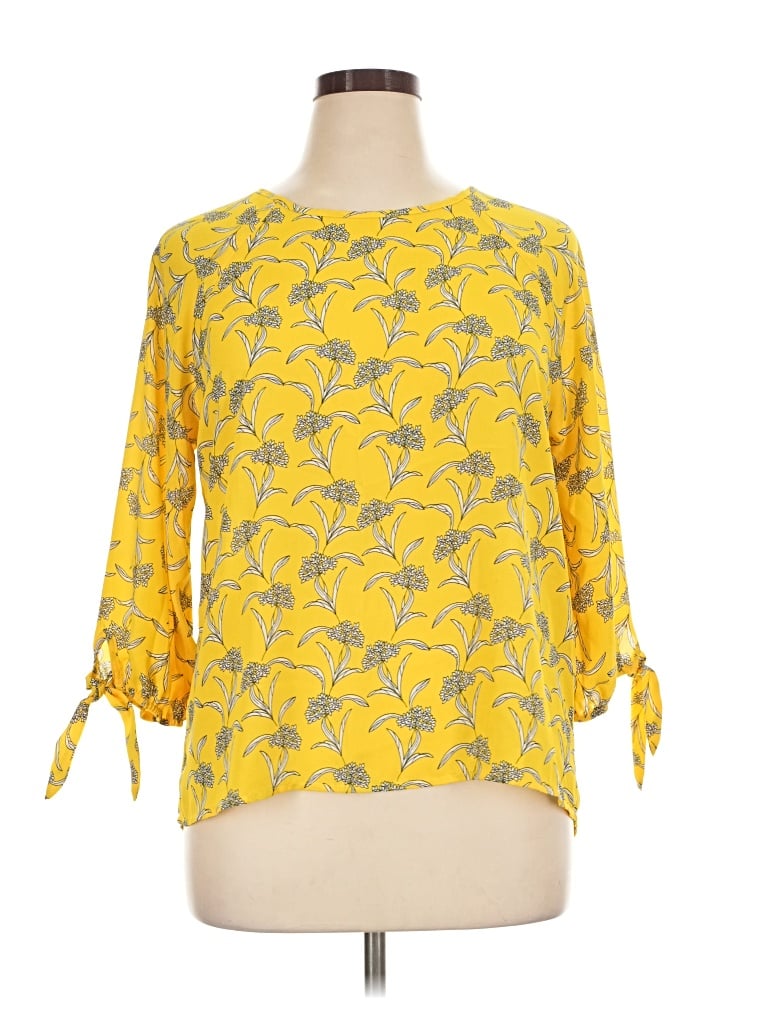 Pre-owned Papermoon 3/4 Sleeve Blouse In Yellow