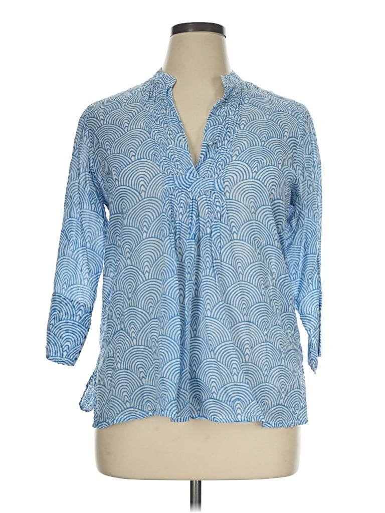 Pre-owned Oliphant 3/4 Sleeve Blouse In Blue