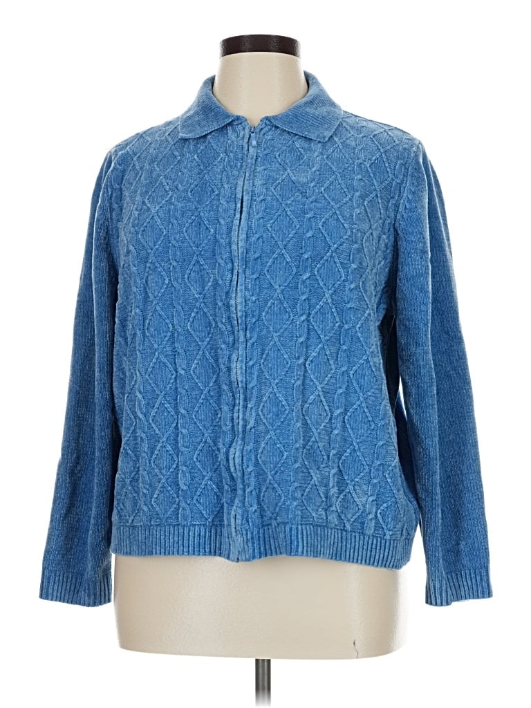 Pre-owned Alfred Dunner Cardigan Sweater In Blue
