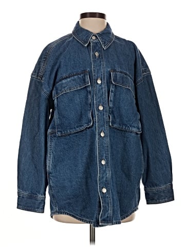 Madewell Denim Oversized Cargo Shirt Jacket in Palmerston Wash (view 1)