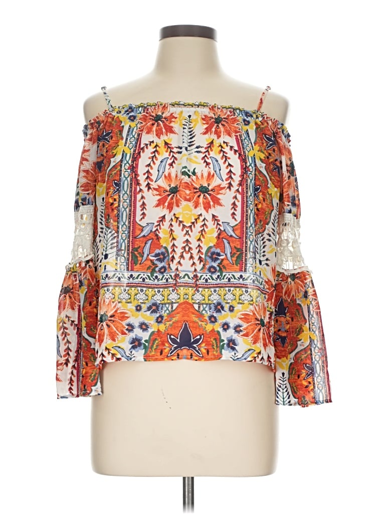 Pre-owned As U Wish 3/4 Sleeve Blouse In Orange
