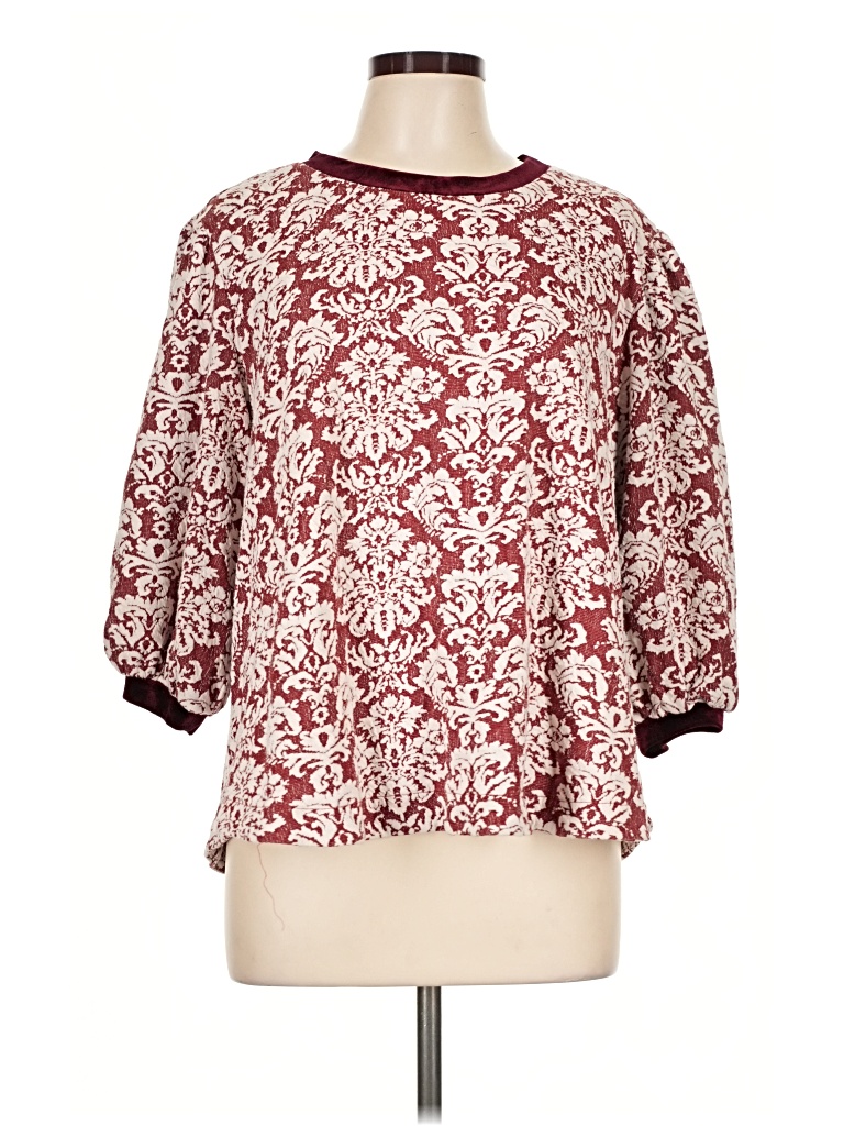 Pre-owned Umgee 3/4 Sleeve Blouse In Burgundy