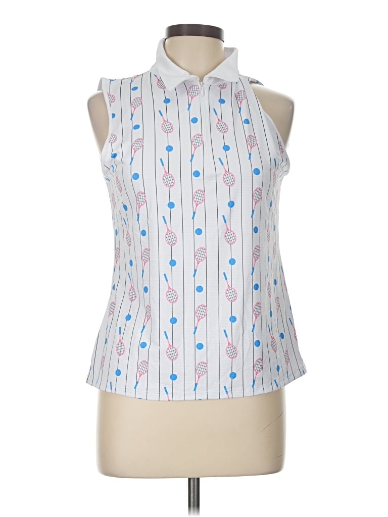 Pre-owned X By Gottex Tank Top White Collared Neckline Tops