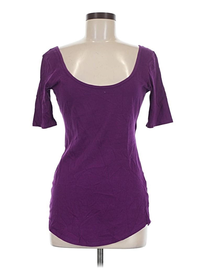 Pre-owned Moda International Short Sleeve Top Purple Scoop Neck Tops