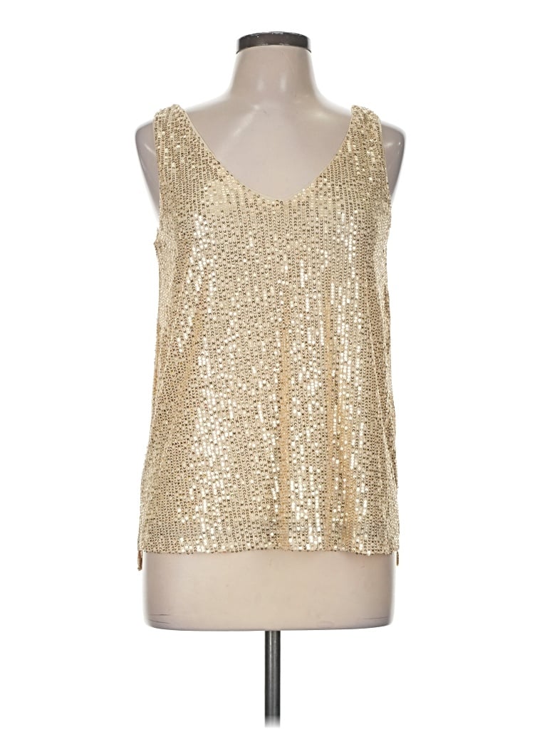 Pre-owned Vine & Love Sleeveless Top Gold Scoop Neck Tops
