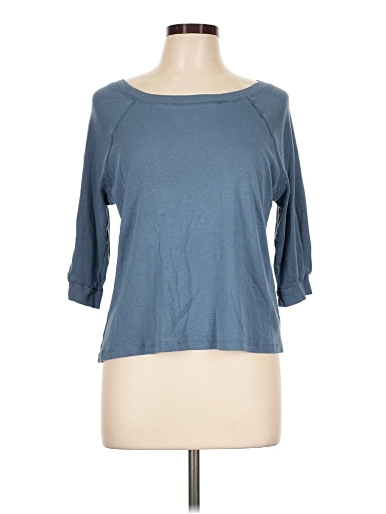 Pre-owned Three Dots 3/4 Sleeve T-shirt In Blue