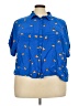 Lularoe 100% Rayon Print Blue 3/4 Sleeve Button-Down Shirt Size 22 - 24 - photo 1