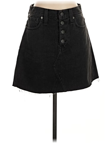 Madewell Rigid Denim A-Line Mini Skirt in Lunar Wash: Button-Front Edition (view 1)