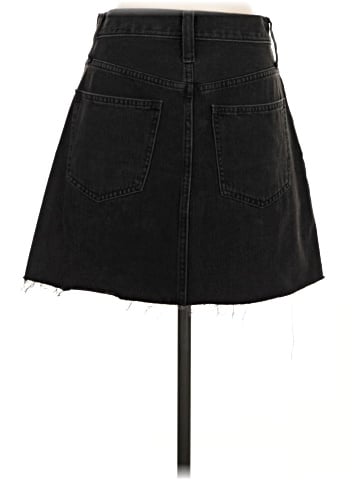 Madewell Rigid Denim A-Line Mini Skirt in Lunar Wash: Button-Front Edition (view 2)