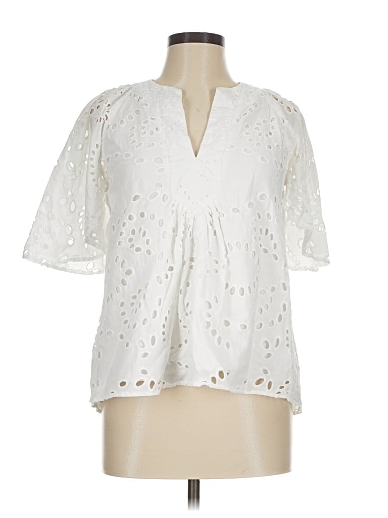 Pre-owned Tuckernuck Short Sleeve Blouse In White