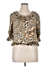 Essentials by Milano 100% Polyester Animal Print Gold 3/4 Sleeve Blouse Size XL - photo 1