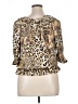 Essentials by Milano 100% Polyester Animal Print Gold 3/4 Sleeve Blouse Size XL - photo 2