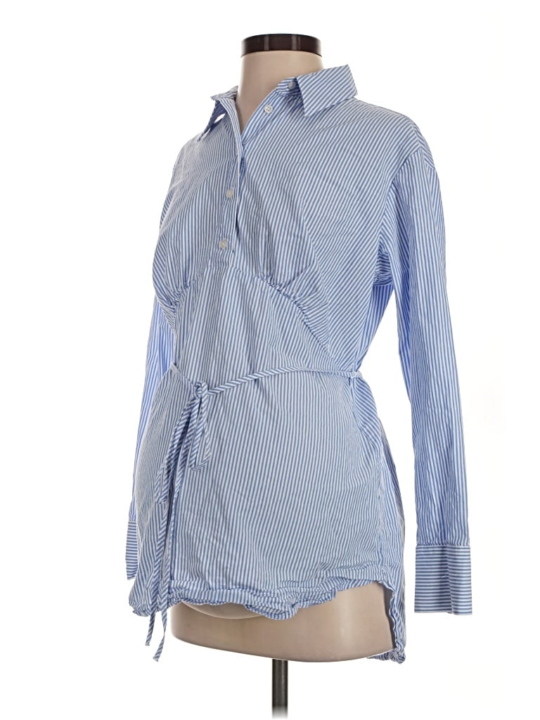 Pre-owned Gap - Maternity Long Sleeve Button Down Shirt In Blue