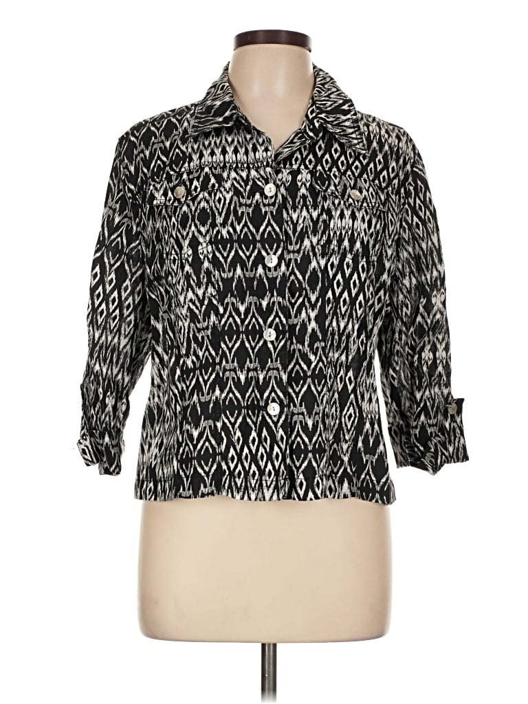 Pre-owned Ruby Rd. 3/4 Sleeve Button Down Shirt In Black