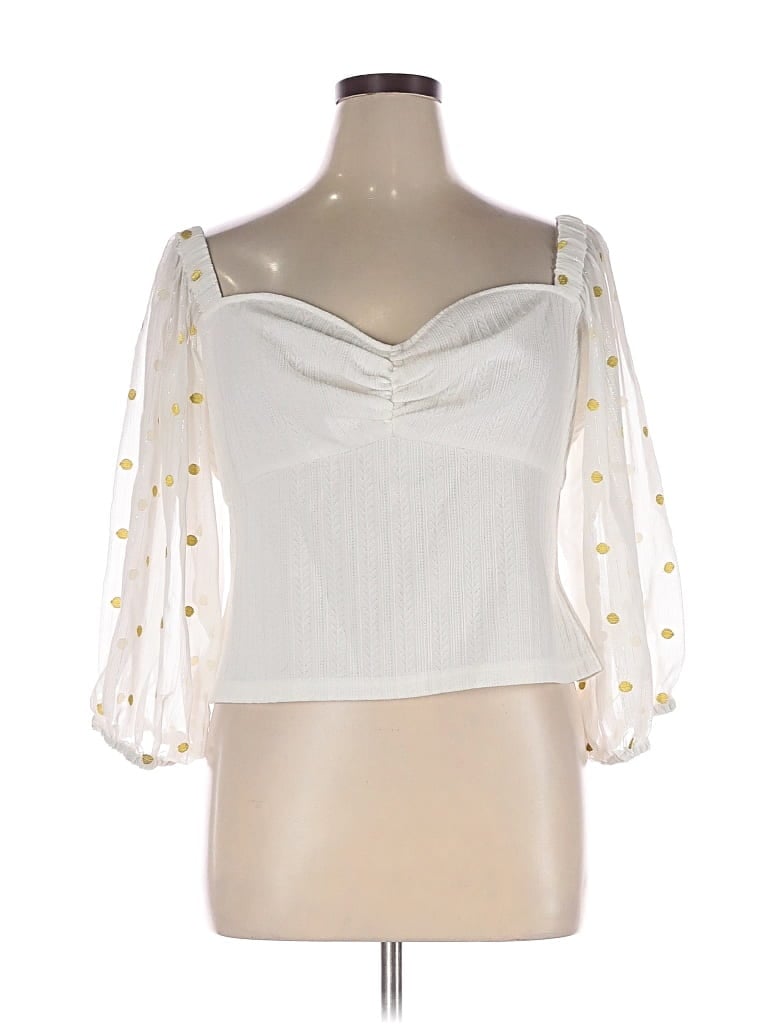 Pre-owned Hutch 3/4 Sleeve Blouse In White