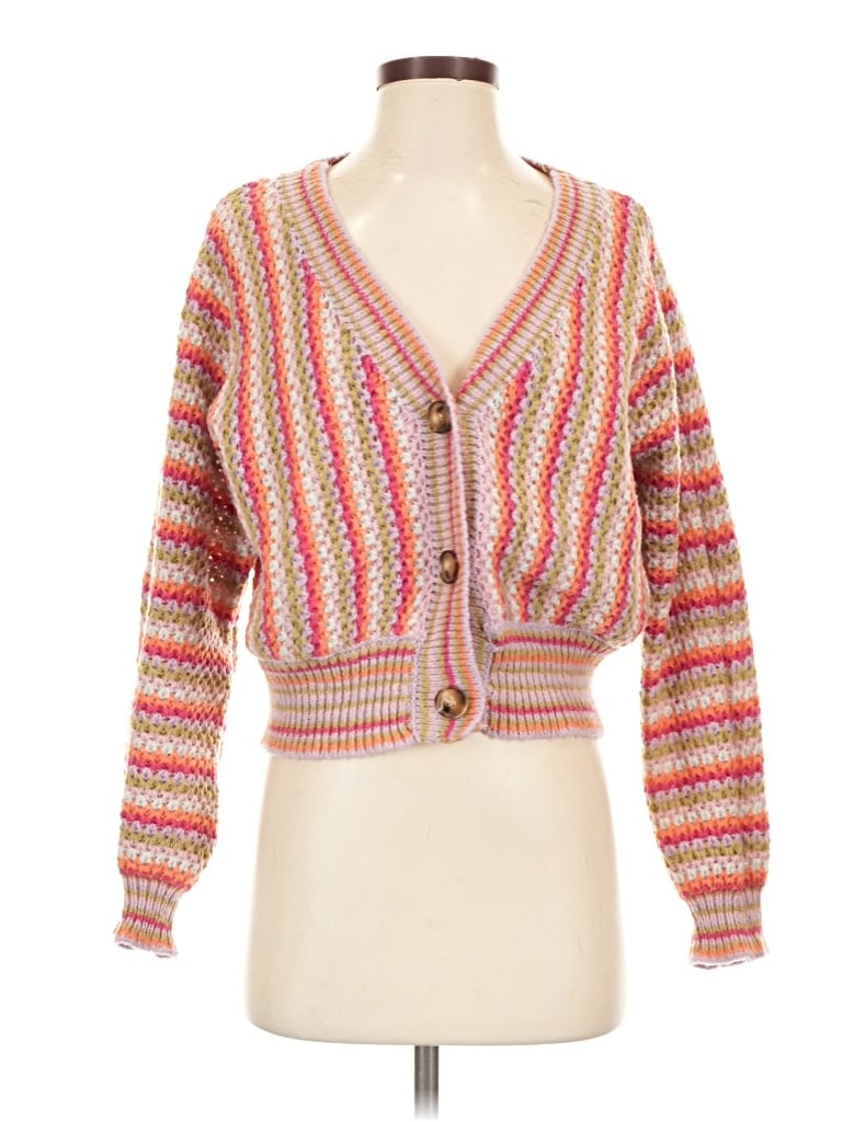 Pre-owned Pink Rose Cardigan Sweater In Pink