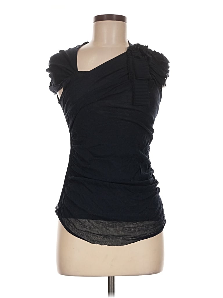 Pre-owned Deletta Short Sleeve Top Black Scoop Neck Tops