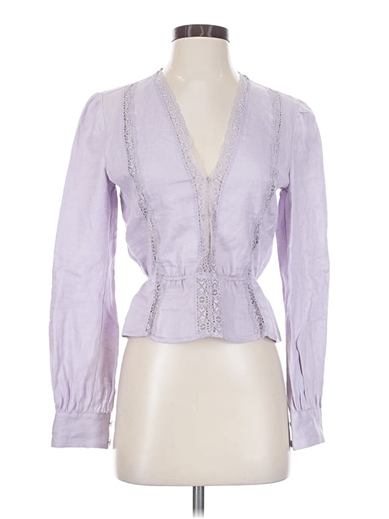 Pre-owned Reformation Long Sleeve Blouse In Purple