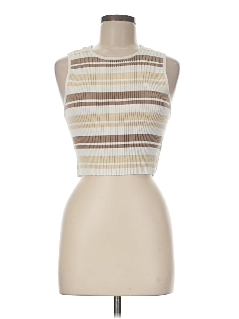 Pre-owned Le Lis Sleeveless Top Ivory Halter Neckline Tops