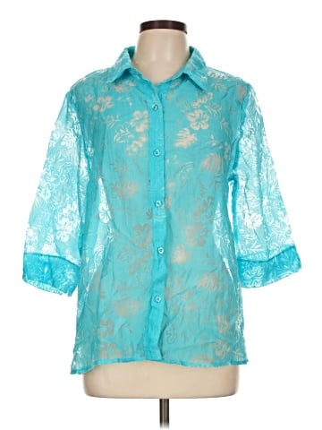 Salon Studio by Haband 3/4 Sleeve Button-Down Shirt (view 1)