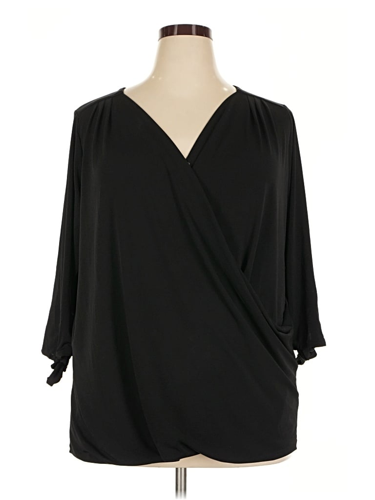 Pre-owned Jessica London 3/4 Sleeve Blouse In Black