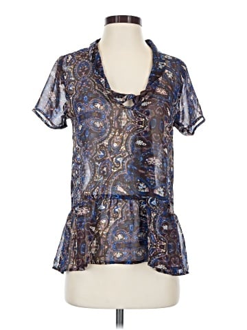 Aqua Short Sleeve Blouse (view 1)