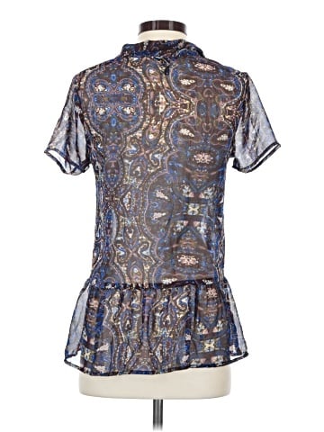Aqua Short Sleeve Blouse (view 2)