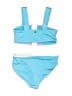 Justice Color Block Blue Two Piece Swimsuit Size 10 - photo 2