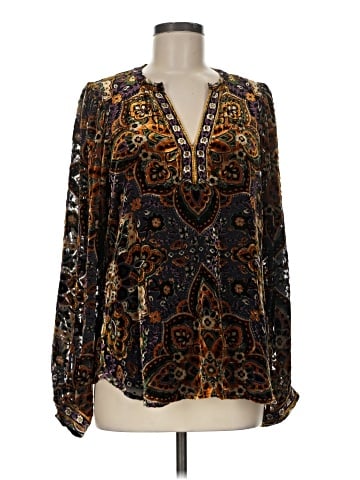 Hale Bob Long Sleeve Silk Top (view 1)