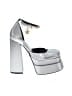Versace 100% Leather Metallic Silver Heels Size EU (IT) 37 1/2 / US 7 1/2 - photo 1