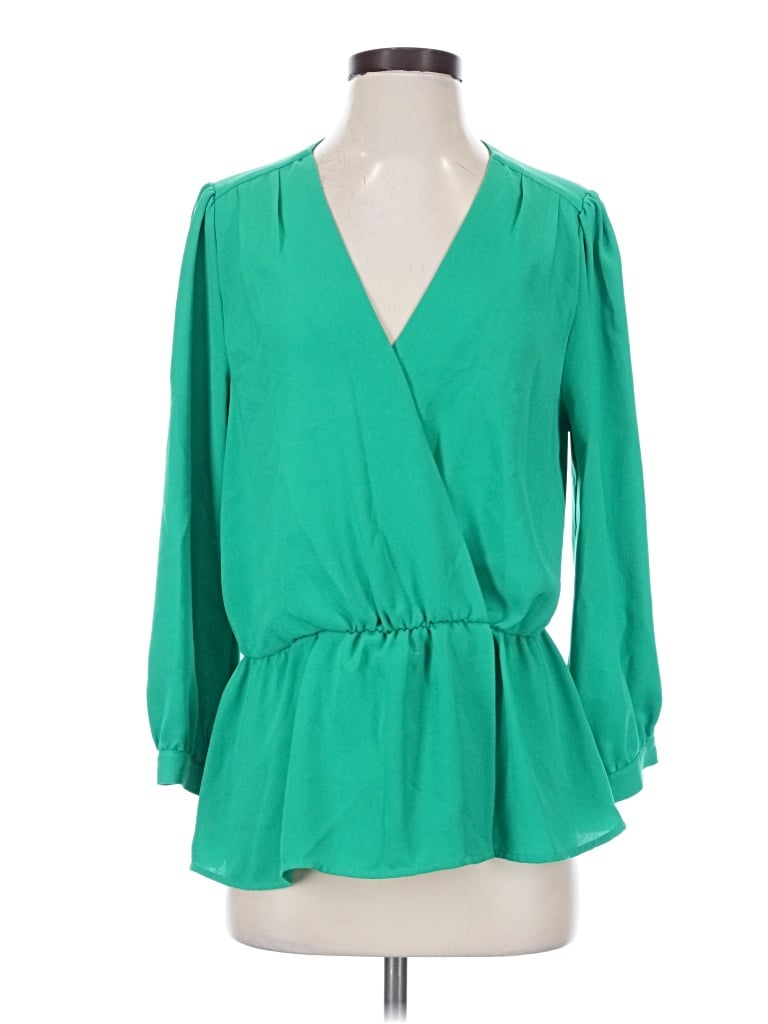 Pre-owned Halogen 3/4 Sleeve Blouse In Green