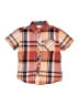 Gymboree 100% Cotton Plaid Orange Short Sleeve Button-Down Shirt Size 7 - 8 - photo 1